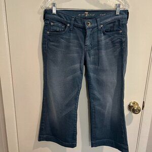 7 For All Mankind Gray Blue Low Rise Crop Dojo Jeans, Size 28